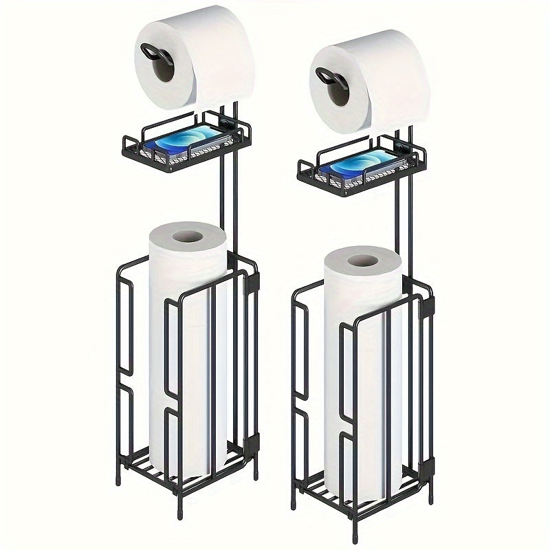 Freestanding Toilet Paper Holder, Metal Trim Freestanding Toilet Paper Roll Holder And Dispenser to Store 3 Extra Rolls Of Reserve Toilet Paper, Christmas