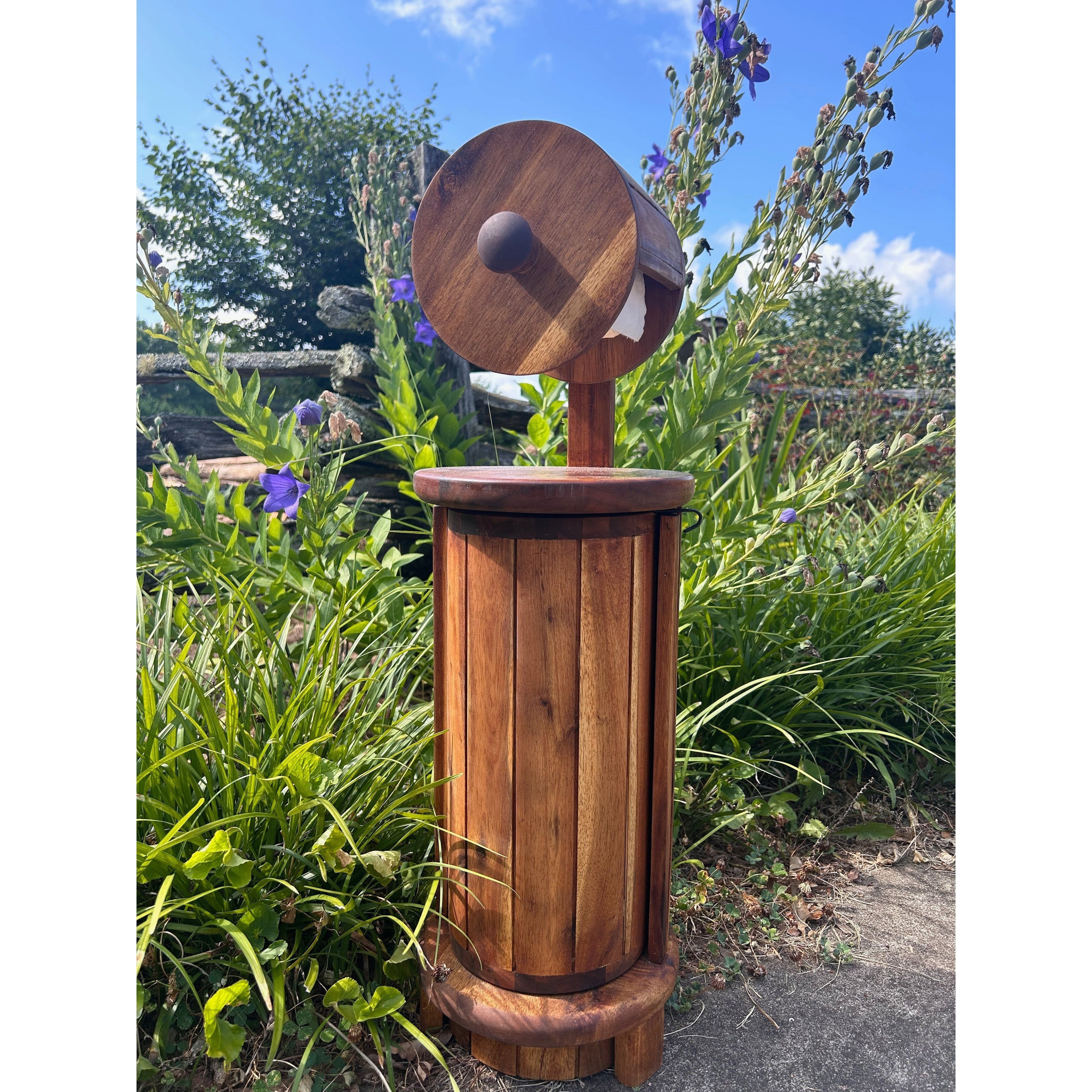 Elegwood™ Modern Toilet Paper Holder – Solid Acacia Wood Tower for 4 Rolls – Elegant Concealed Storage Design, Sturdy, Lifetime Lasting & Mega-Roll Compatible