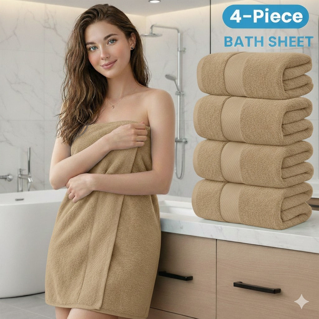 4-Piece Oversized Bath Towels – 35x70 Inch Extra Large Bath Sheets, 100% Cotton, Super Soft, Ultra Absorbent & Quick-Dry XL Towels for Bathroom, Family, Spa, Hotel & Pool bathroom decor and accessories