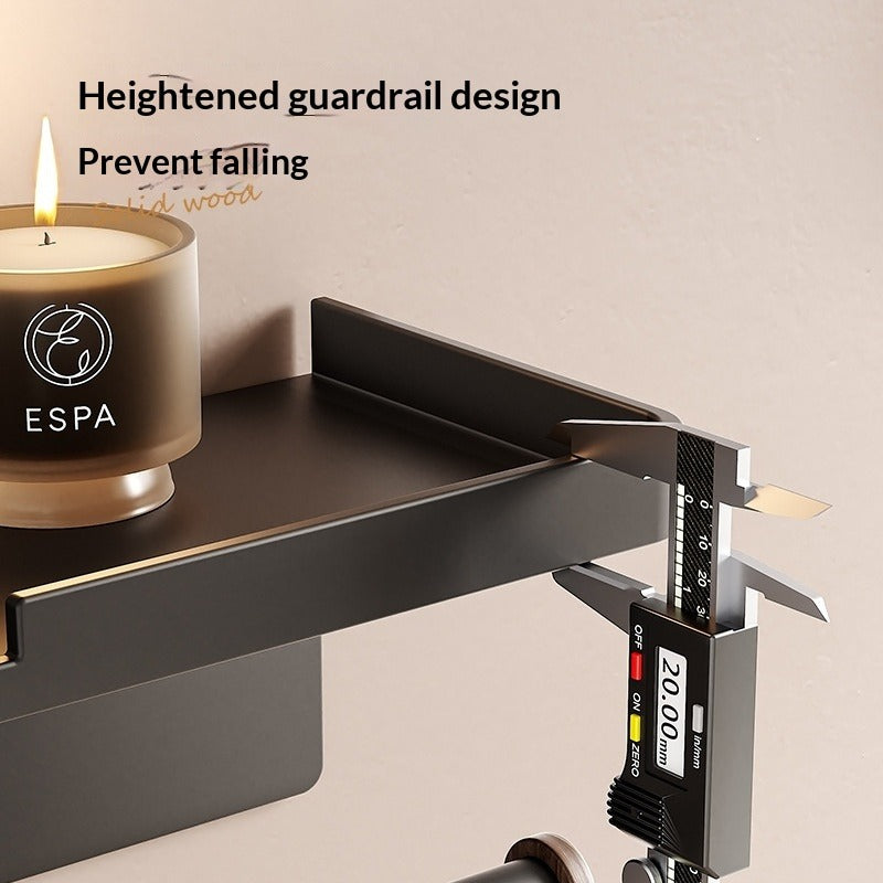 Walnut Bathroom Tissue Box | Punch-Free, Rectangle Wooden Toilet Paper Roll Holder for Face Towel Storage