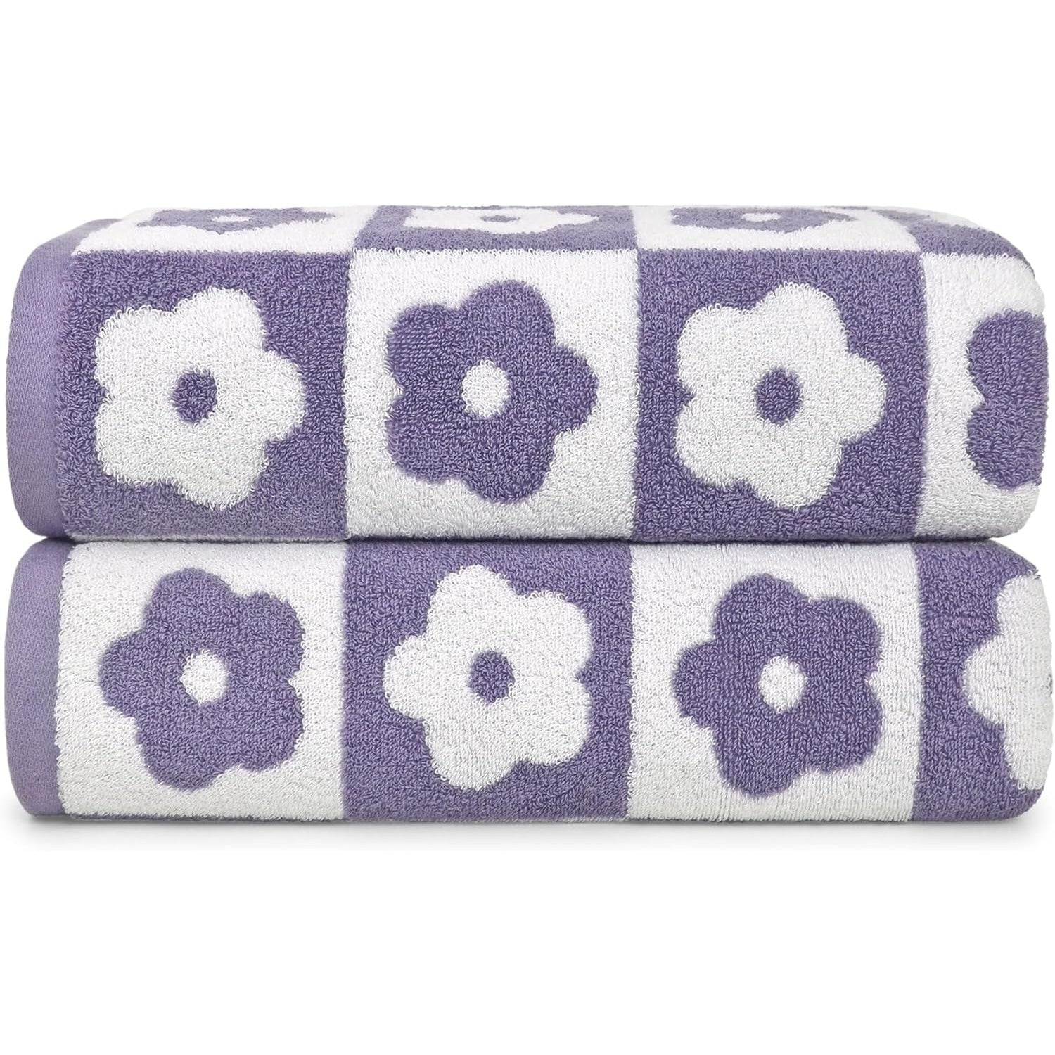 2pcs Of 100% Cotton Bath Towels, 27.56* 55.12inch, Exquisite Geometric Pattern, 410 Gsm, Luxurious Quality, Super Soft And Highly Absorbent, Essential for Bathroom Or Travel, Gift Bath Towels
