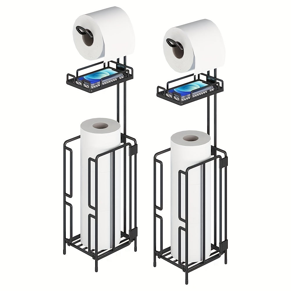 Freestanding Toilet Paper Holder, Metal Trim Freestanding Toilet Paper Roll Holder And Dispenser to Store 3 Extra Rolls Of Reserve Toilet Paper, Christmas