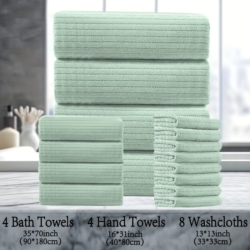 16pcs Oversized Bath Towel Set-4 Extra Large Bath Towel Sheets, 4 Hand Towels, 8 Washcloths Soft Highly Absorbent Quick  Shower Towels for Bathroom, Gym, Hotel & Spa, 100% Microfiber