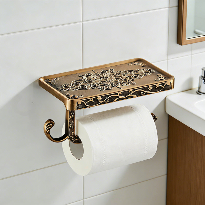 2pcs Wall Mounted Paper Towel Holder, Multifunctional Bathroom Shelf with Storage, Kitchen Toilet Paper Roll Organizer, Ideal Home Gift