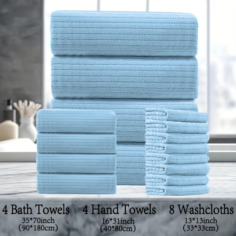 16pcs Oversized Bath Towel Set-4 Extra Large Bath Towel Sheets, 4 Hand Towels, 8 Washcloths Soft Highly Absorbent Quick  Shower Towels for Bathroom, Gym, Hotel & Spa, 100% Microfiber