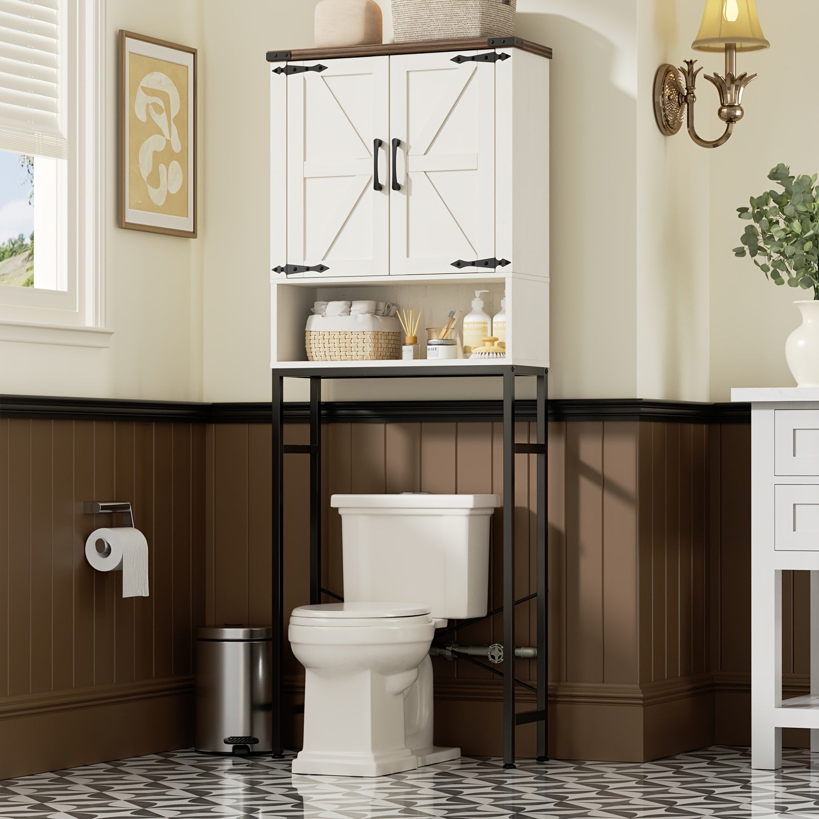 Storage Cabinet Above The Toilet, with Three Adjustable Shelves, Rustic Bathroom Furniture, Bathroom, Laundry Room Storage Cabinet, Can Be Used As A Storage Cabinet Above The Garbage Bin