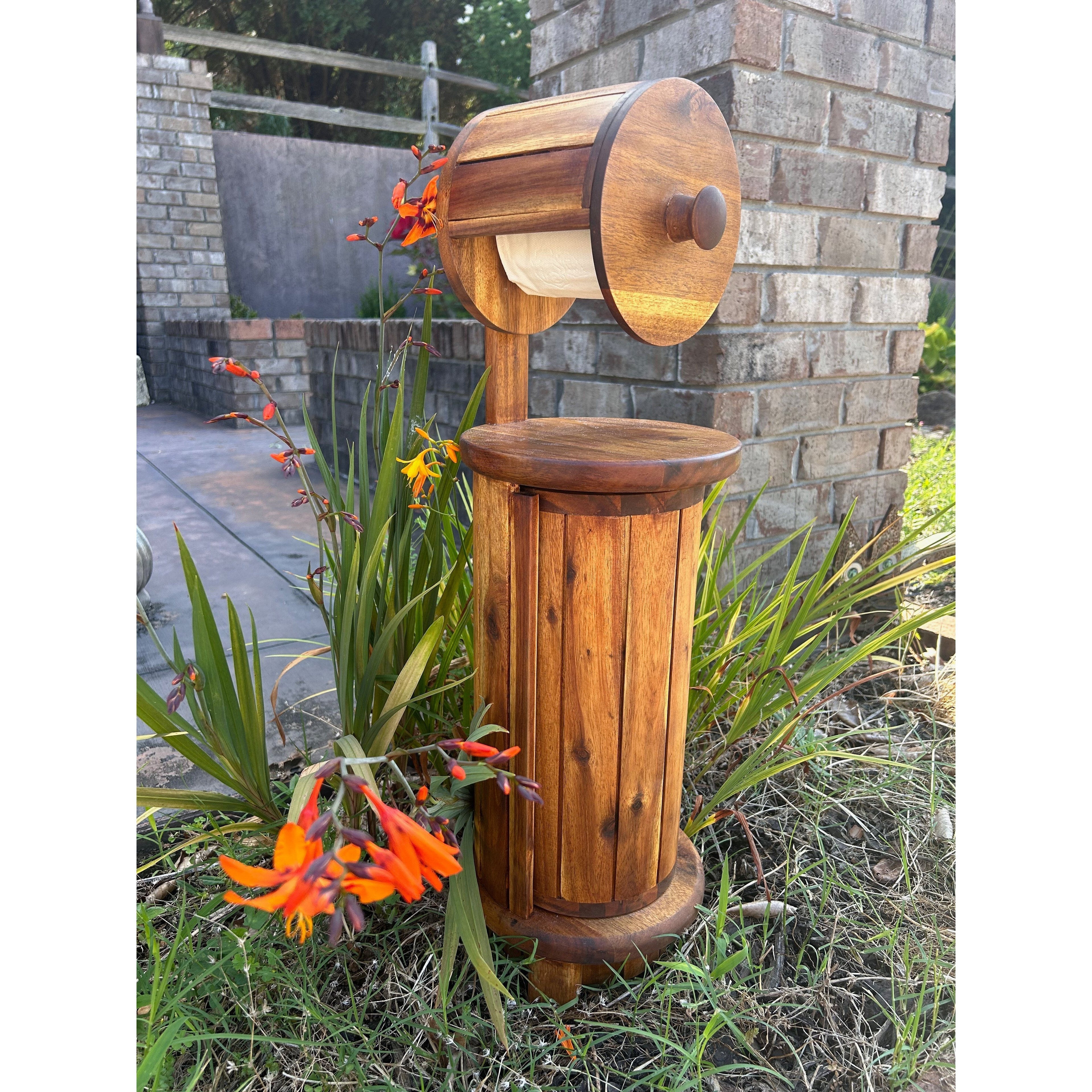 Elegwood™ Modern Toilet Paper Holder – Solid Acacia Wood Tower for 4 Rolls – Elegant Concealed Storage Design, Sturdy, Lifetime Lasting & Mega-Roll Compatible